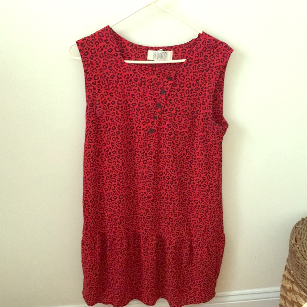 B.B. Dakota Red Leopard Print drop-waist dress - M